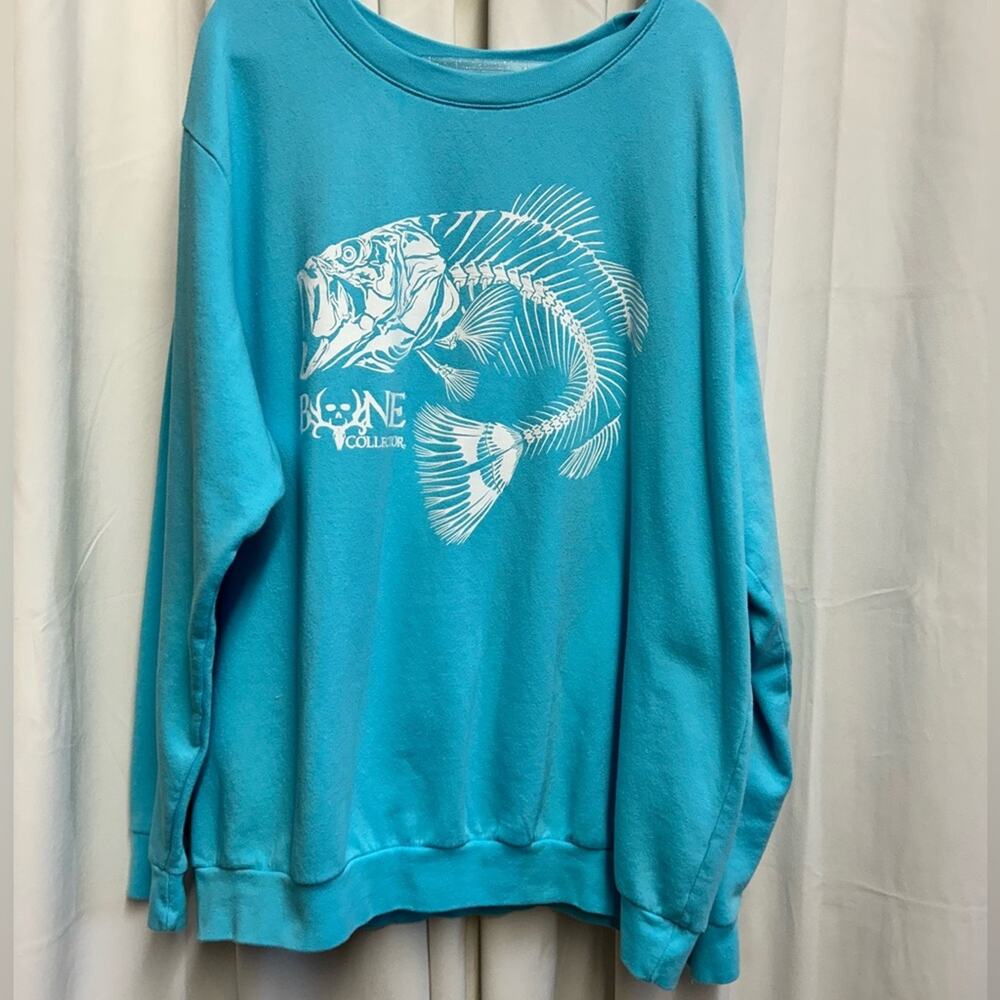 Bone Collector Fish Skeleton Graphic Sweatshirt XL Blue Outdoors - Picture 2 of 8